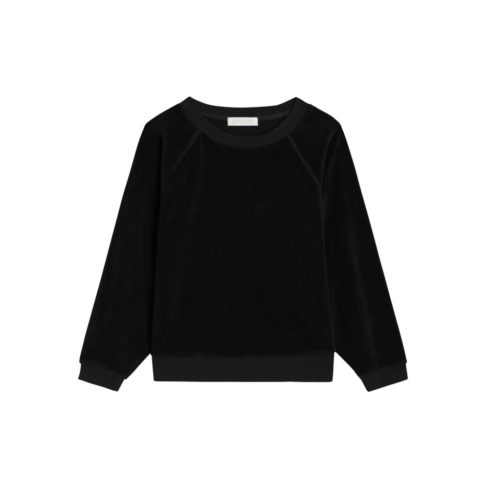 Suzie Kondi Tilos Black Terry Sweatshirt Crewneck Sweatshirt NWT $295 XS